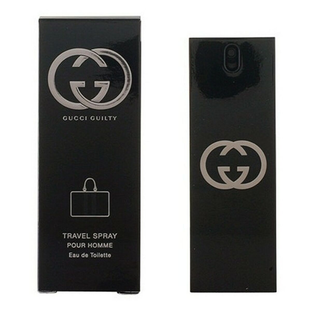 Men's Perfume Gucci EDT travel spray packaging showcasing Gucci Guilty for men.