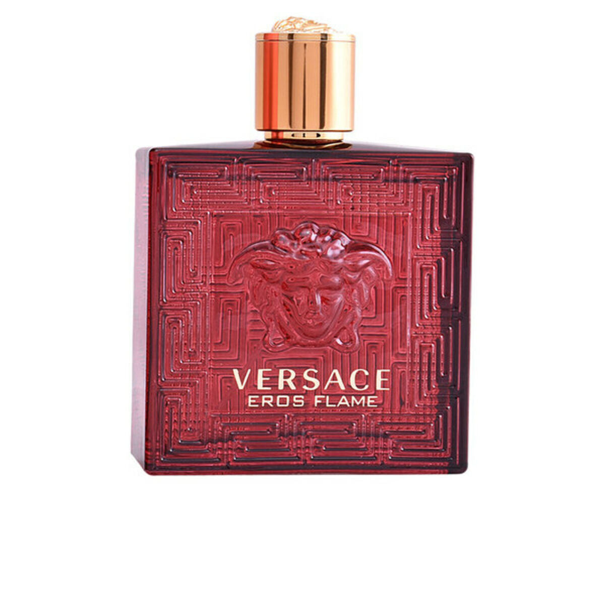 Men's Perfume Eros Flame Versace EDP EDP in a striking red bottle with gold details.