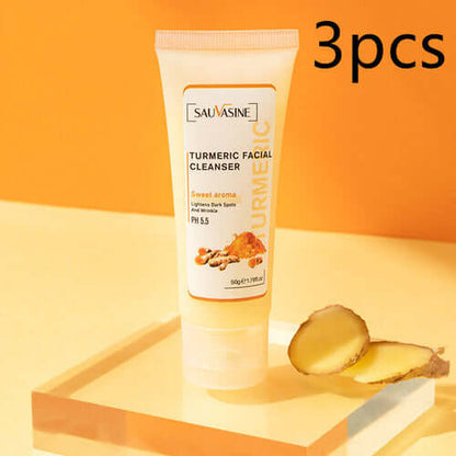 GlowRoot™ – 5-Piece Turmeric Skincare Kit for Radiant Skin, featuring turmeric facial cleanser for glowing skin.
